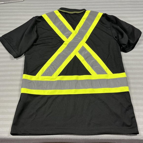 Tough Duck Polo Shirt Mens Medium Black Hi-Vis Reflective Safety Workwear Tape - Picture 5 of 10